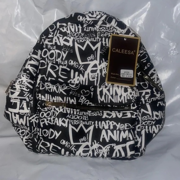 Calessa Black and White Graffiti Style Backpack NWT - Picture 1 of 2